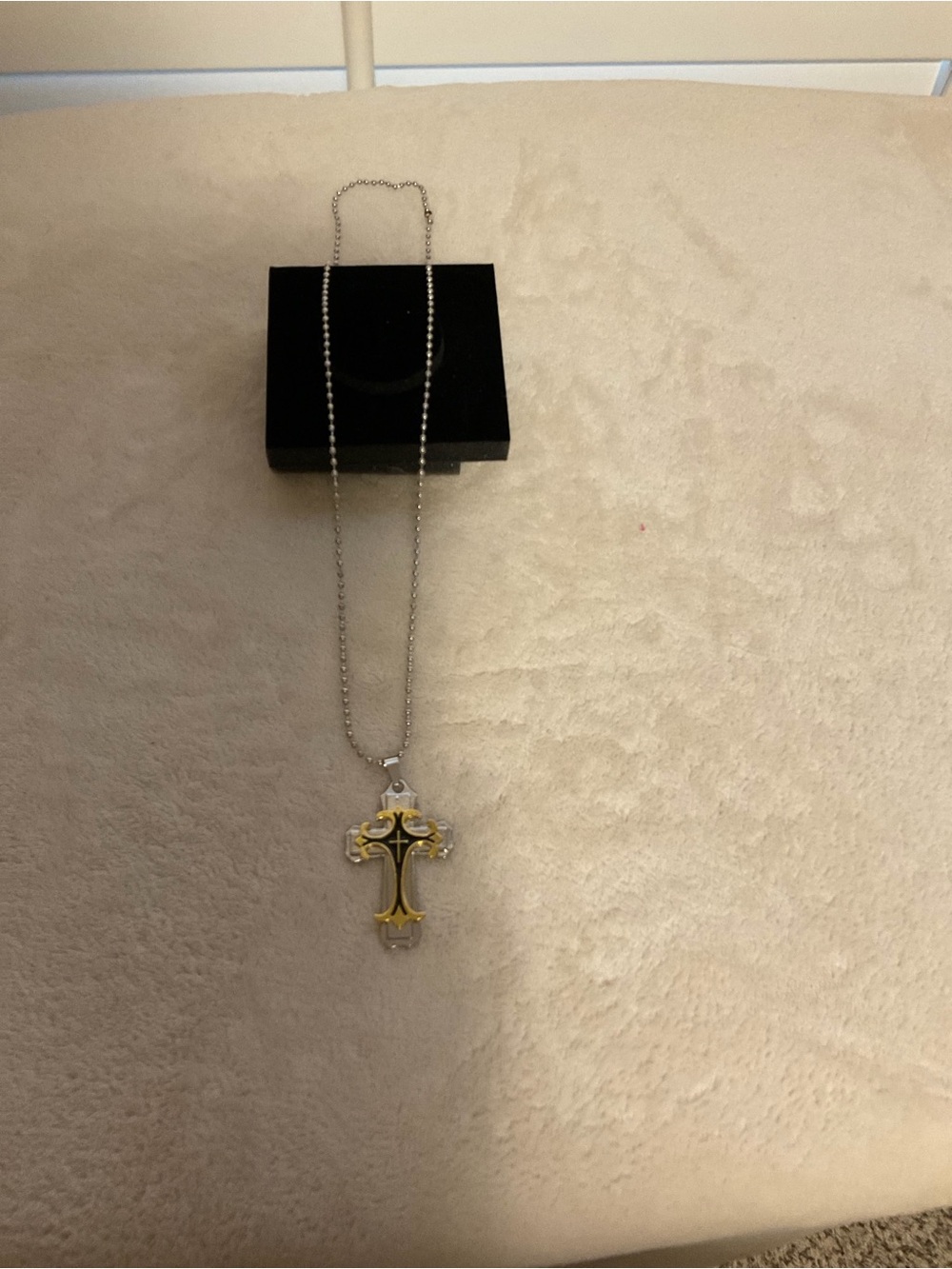 Two-Tone Cross Pendant Necklace in Silver and Yellow